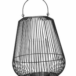 Light It Up! New - Blomus 18” W x 21” H 65757 Nidea Iron Lantern, Matte Black Textured