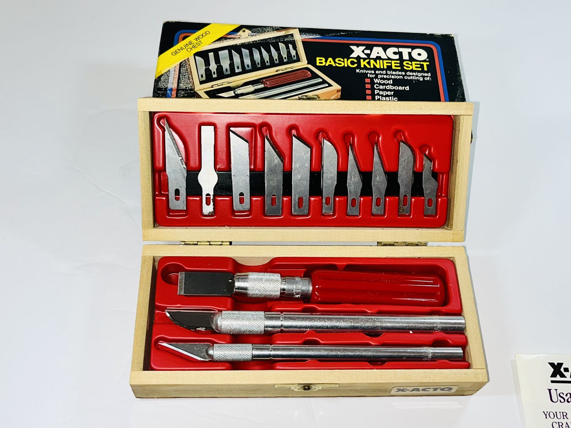 COMPLETE VINTAGE X ACTO BASIC KNIFE SET (MODEL X 5082)/CIRCA LATE 1980s/USED/EXCELLENT CONDITION