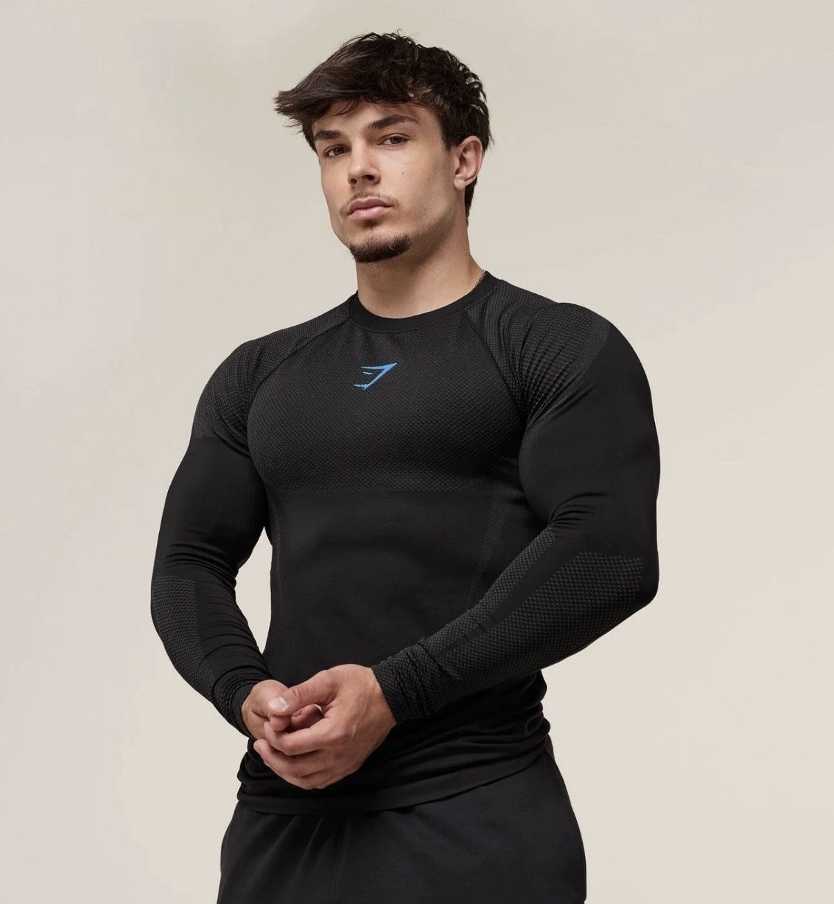 Gymshark Onyx 5.0 Seamless L/S T-Shirt Black /Onyx Grey Size L