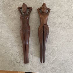 Vintage African Art Wood Nutcrackers