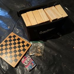 Game Bundle Uno Checkers Tic Tac Toe Large Jenga Stack 