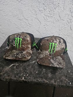 LOT 2 BRAND NEW NEVER WORN MONSTER ENERGY TRUE TIMBER CAMO SNAPBACK ADJUSTABLE HATS