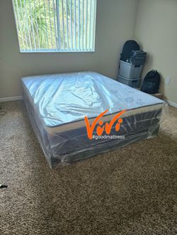 NEW QUEEN PILLOW TOP MATTRESS WITH BOX SPRING 2PC. BED FRAME ISN'T AVAILABLE