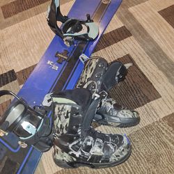 K2 152 cm Snowboard  Burton Bindings x boots size 12.5