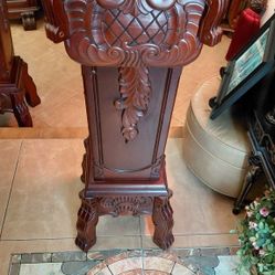 Hand Carved Mahogany Pedestal Wood Stand