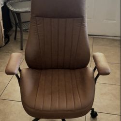 Ergonomic Office Chair Brand New Brown Suede Comfortable  