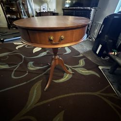 Vintage Round Table with Drawer