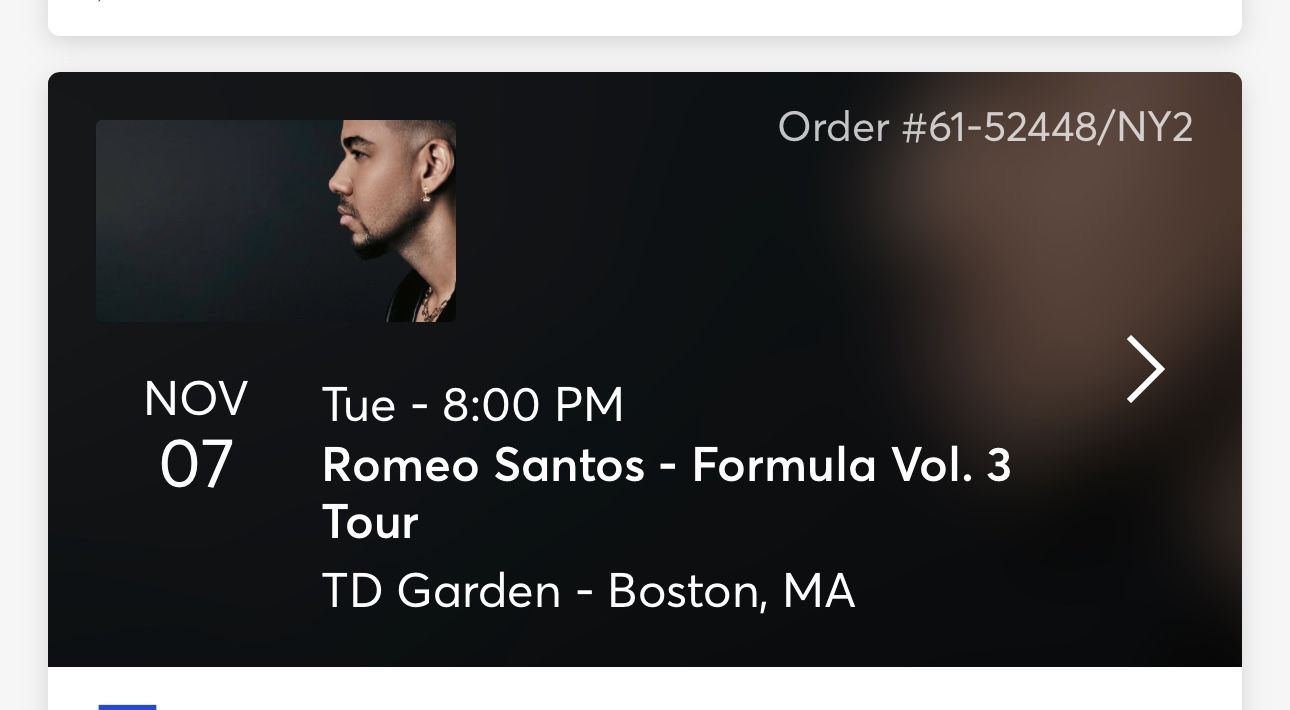 Romeo Santos Tickets-TD Garden Boston (Nov 7)