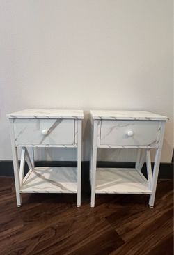Faux Marble Nightstands – Set of 2