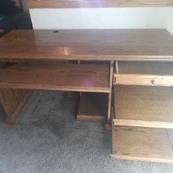 Solid Oak Computer Desk 