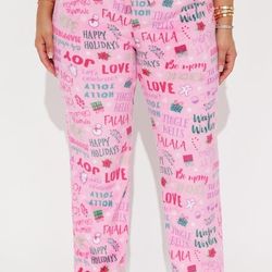 $8 Brand New Women's Xs Pj Bottoms Christmas Cheer Plush PJ Pant - Pink/combo