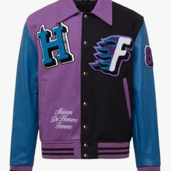 MENS WORLD CHAMPS SIZE SMALL PURPLE VARSITY JACKET