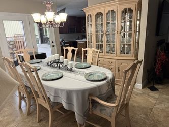 Dining Table Set with Chairs and China Cabinet