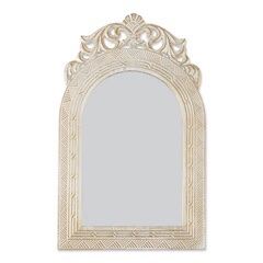 ARCHED-TOP ANTIQUE WHITE WALL MIRROR