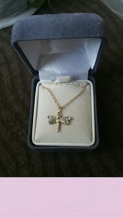 Gold filled necklace with dragonfly pendant