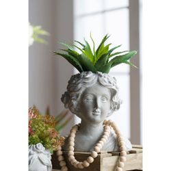 9x5.5x9.5" Gray Cement Goddess Bust Planter