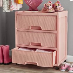 Pink plastic 3-Drawer dresser