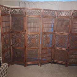 Vintage Pier 1 Bamboo & Rattan Folding Room Dividers – Exceptional Condition (Set of 2)