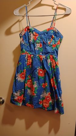 Blue Floral Spaghetti Strap Mini Dress