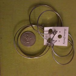 3 Pairs Of SILVER HOOP EARRINGS 
