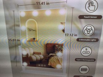 TWO SETS  MAKEUP MIRROR , 17” X 14” HOLLYWOOD VANITY MIRROR WITH 12 LED BULBS, 3 COLOR LIGHTS AND DETACHABLE 10 X MAGNIFCATION MIRRIR, 1000MAH RECHARG