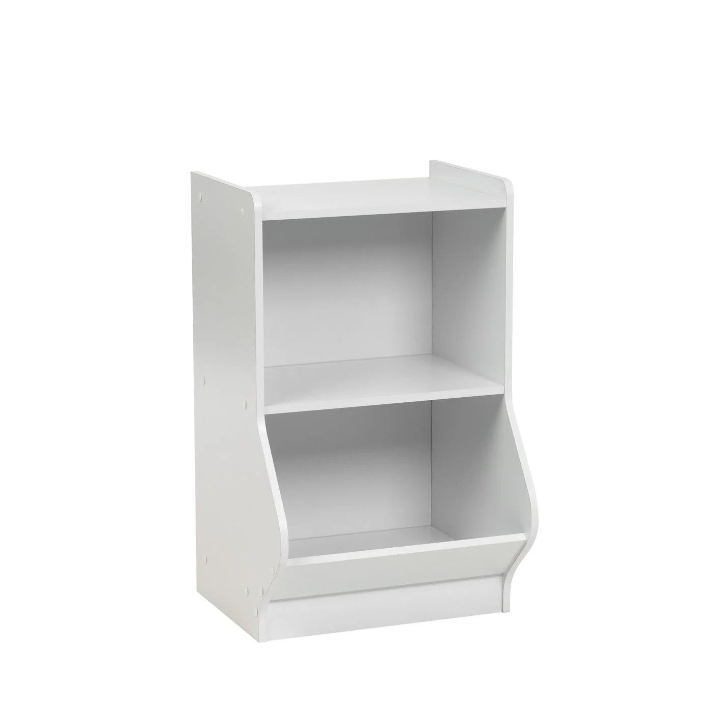 2-Tier Shelf Organizer with Easy Access Angled Cubby Nightstand Bedside Table- White 2