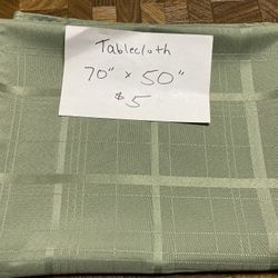 Rectangle Light Green Linen Tablecloth 