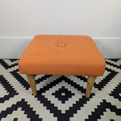 MCM Style Orange Ottoman Footstool Padded Coffee Table