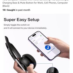 Bluetooth Headset, Wireless Headset wi for PC, Microphone Computer Headset with Noise Cancelling Mic,