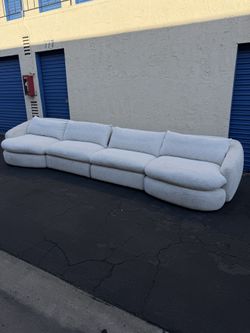 4-Piece White Fabric Modular