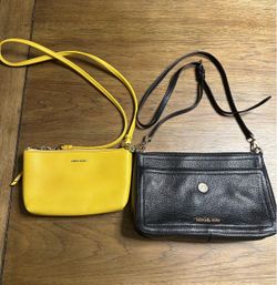 Michael Kors Black Leather Bag + Calvin Klein Yellow Crossbody