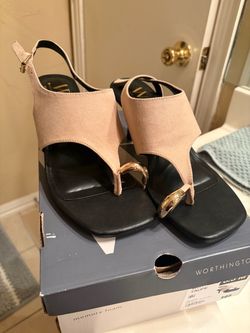 Worthington Taupe Suede Thong Heeled Sandals