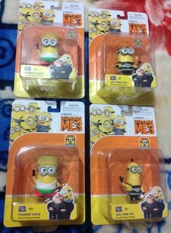 NEW Despicable Me 3 Collectible Figure Minions Mel Dave, Lot of 4