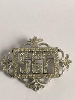 VINTAGE SILVER RHINESTONE BROOCH STAMPED