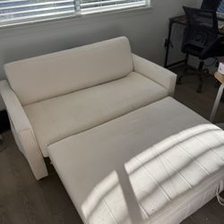 Modern Sofa Bed with Ottoman – Cream Color