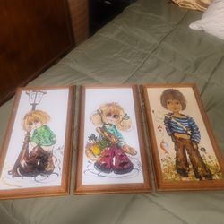 Vintage Big Eyed Girl Canvas Paintings