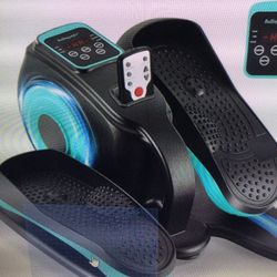 UNDER DESK ELLIPTICAL MACHINE, ELECTRIC LEG EXERCISOR. COMPACT SEATED PEDAL EXCERISOR W/REMOTE CONTROL AND NON - SLIP PEDALS