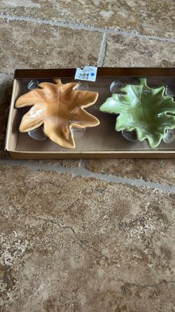 Two Ceramic Bowls (leaf design)