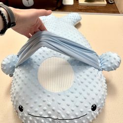 Baby Anti-Colic Tummy Time Wedge Pillow – Breathable Center, Support Strap, Soft Whale Design