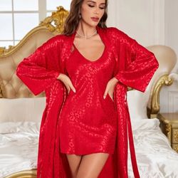 Red Robe And Gown Set