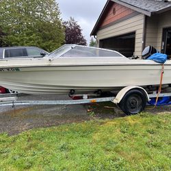 1980  17’ Bayliner Runabout Boat With Trailer 