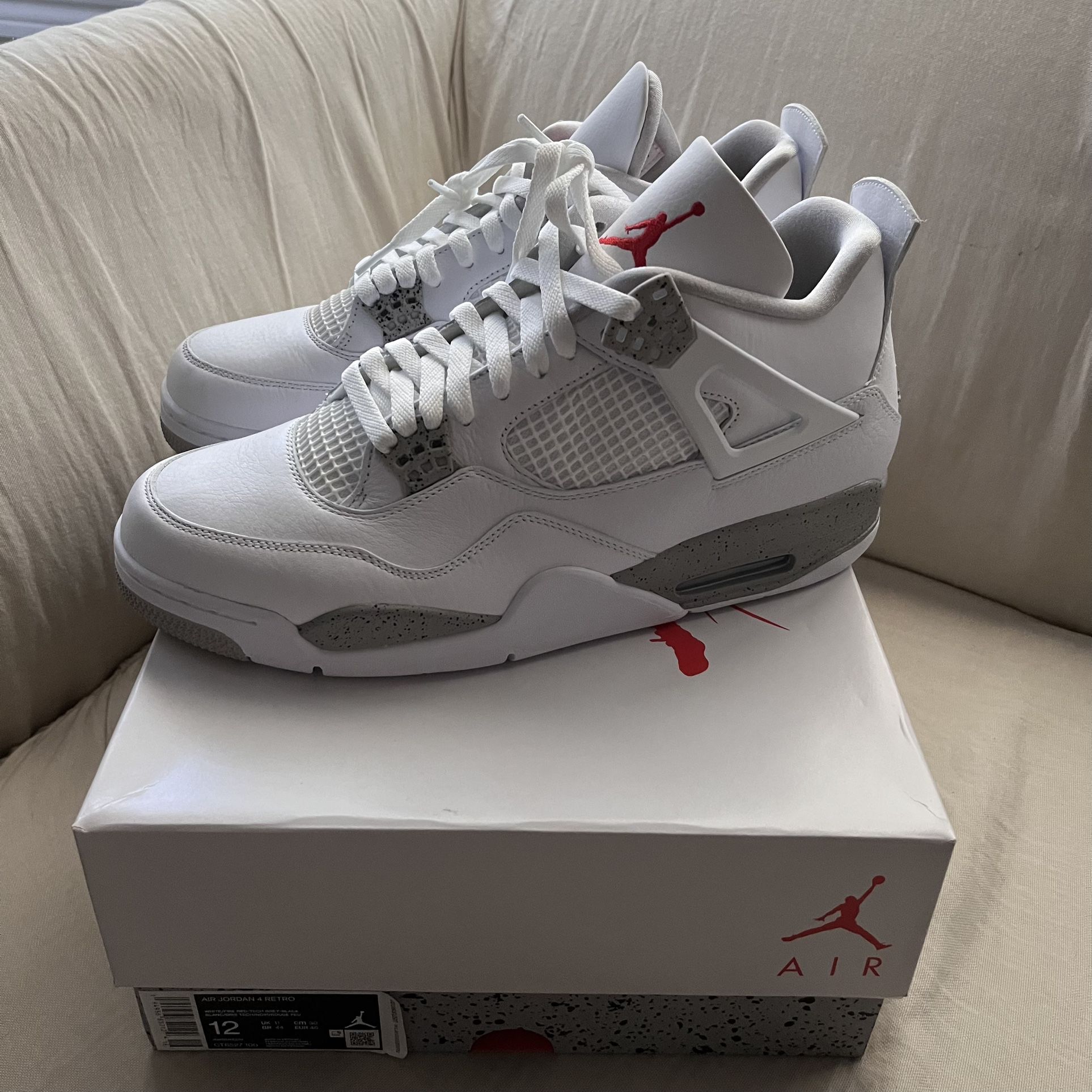 Nike Air Jordan 4 Retro White Oreo Gray New Size 12