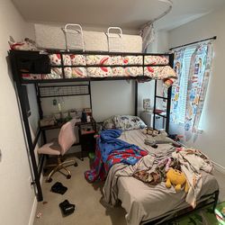 Twin over twin bunk bed with desk