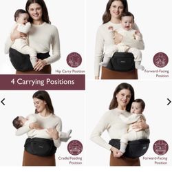 Momcozy Hip Seat Baby Carrier with Storage Pockets, Ergonomic Waist Support, Newborn to Toddler, Black