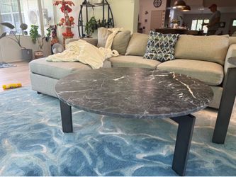 Faux Black Marble Coffee Table & Matching End Table