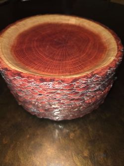 120 Pcs Rustic Wood Grain Dessert Paper Plate 9"Natural Farmhouse Wood Slice Paper Dessert Plates Camping Wood Grain Slice Service Trays for Camping H