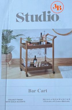 Walnut And gold bar cart 