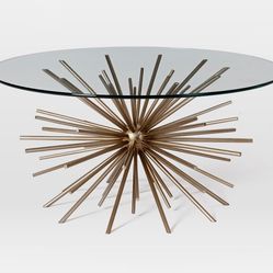 West Elm Starburst Glass and Brass Coffee Table - $350