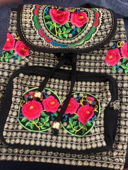 Embroidered Floral Backpack