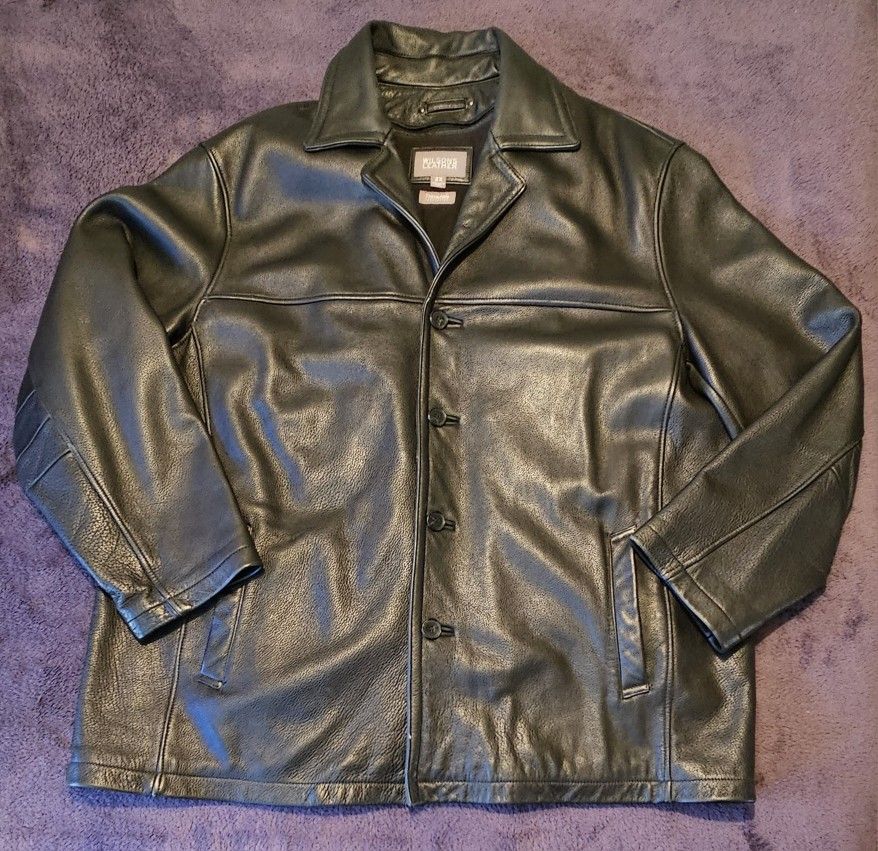 WILSON'S LEATHER Vintage Black Leather Jacket 2X Thinsul Zip In Liner Oversized
